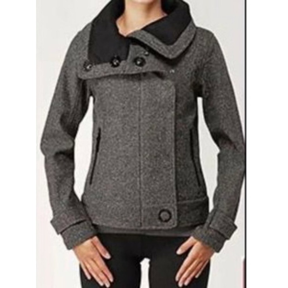 Lululemon Audrey Tweed Bomber Jacket Charcoal Grey Women Size‎ 2